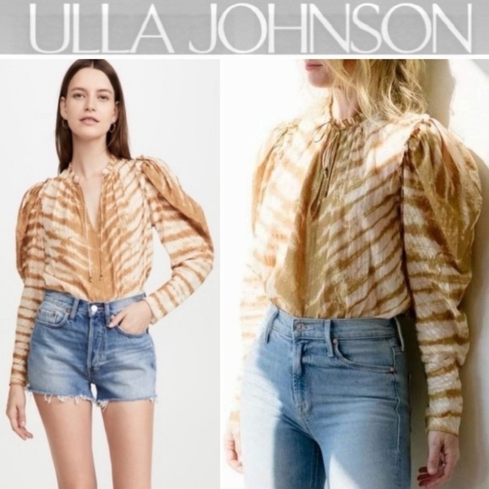 ULLA JOHNSON Madena Tiger Tie-dye Blouse | Sand Sz 2 NWT